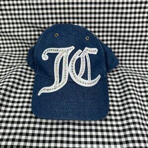 Juicy Couture Denim Rhinestone Chambray Blue Y2K Style Baseball Hat
